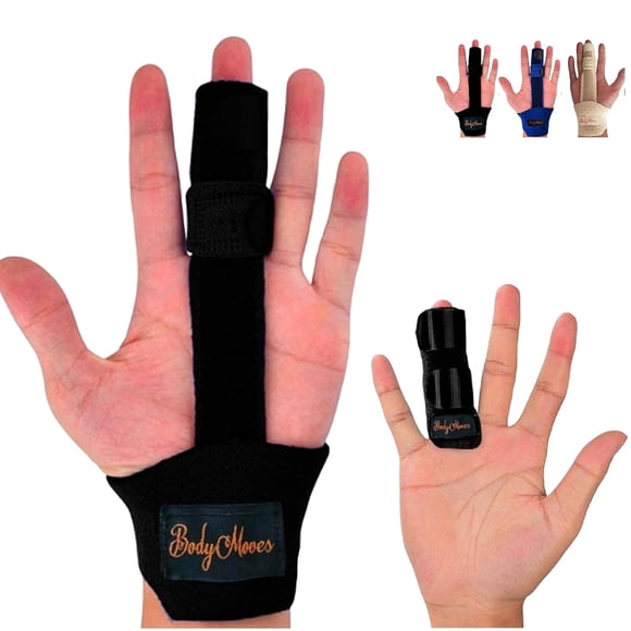 GFDYREE Finger Splint Plus Finger Extension Splint for Trigger Finger Mallet Finger Broken Finger Rheumatoid Arthritis Post Operative finger brace stabilizer tenosynovitis(MIdnight Black)