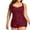 Red, variant on Womens One Piece Ruched Tummy Control Swimwear, Plus Size Retro Front Boyleg Bathing Suit