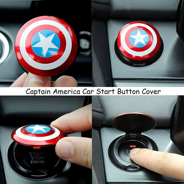 OFFCURVE Captain America Car Engine Start Start Button Cover, Metal General  Motors Ignition Switch Trim Cover, Auto Start Ring Cover