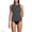 Black/Egret White Tossed Dots, variant on Women's High Neck UPF 50 Sun Protection Modest Tankini Swimsuit Top
