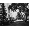 thumbnail image 2 of Watkins, Carleton 14x12 Gold Ornate Wood Framed with Double Matting Museum Art Print Titled - Thurlow Lodge - Lawn and House. From Barron Cluster. Black and white., 2 of 4