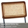 thumbnail image 5 of Swivel Counter Height Bar Stools Set of 3,Mid Century Modern Barstools with Rattan Back,27 inch Seat Height Solid Wood Kitchen Island Stools,Beige Faux Leather Upholstery Bar Chairs, 5 of 7
