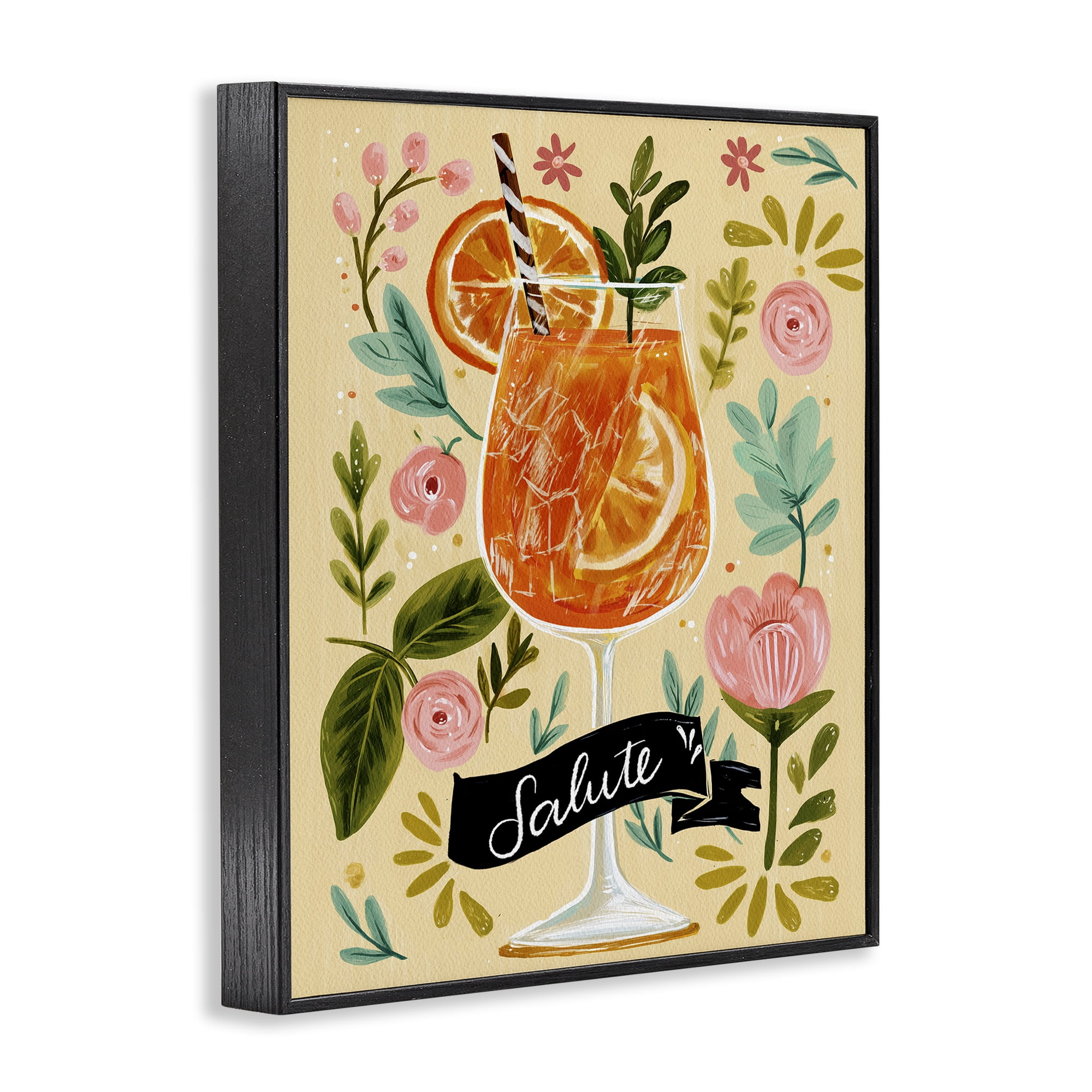 Stupell Industries Salute Citrus Cocktail Black Framed Giclee Art, design by Yen