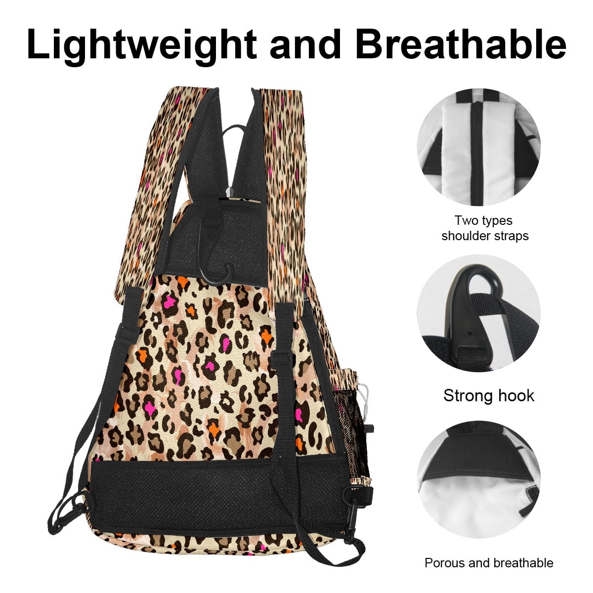 Pickleball Bags for Men Women Pickleball Backpack with Large Capacity Lightweight Adjustable Pickleball Sling Bag Hold Paddles, Balls, Accessories Retro Leopard Pattern