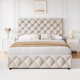thumbnail image 4 of Qinaqin Lu x urious Queen Size Upholstered Cama Frame con 4 Cajones Features Ajustable cm de Alturaeadboard Profundidadiamante Stitched Button Tufting y Madera Slat Support No Caja Spring Required, 4 of 5