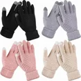 thumbnail image 1 of 4 Pares Guantes De Tejido Lana Unisex Moda Invierno Frío, 1 of 7