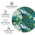 thumbnail image 3 of Lsque Peacock And Flowers Pattern 4" Drink Coasters Set of 4, PVC Leather Absorbent Coasters, Table Coaster Set Decorative Coffee Cup Coasters Housewarming Gift -Round Shape, 3 of 6