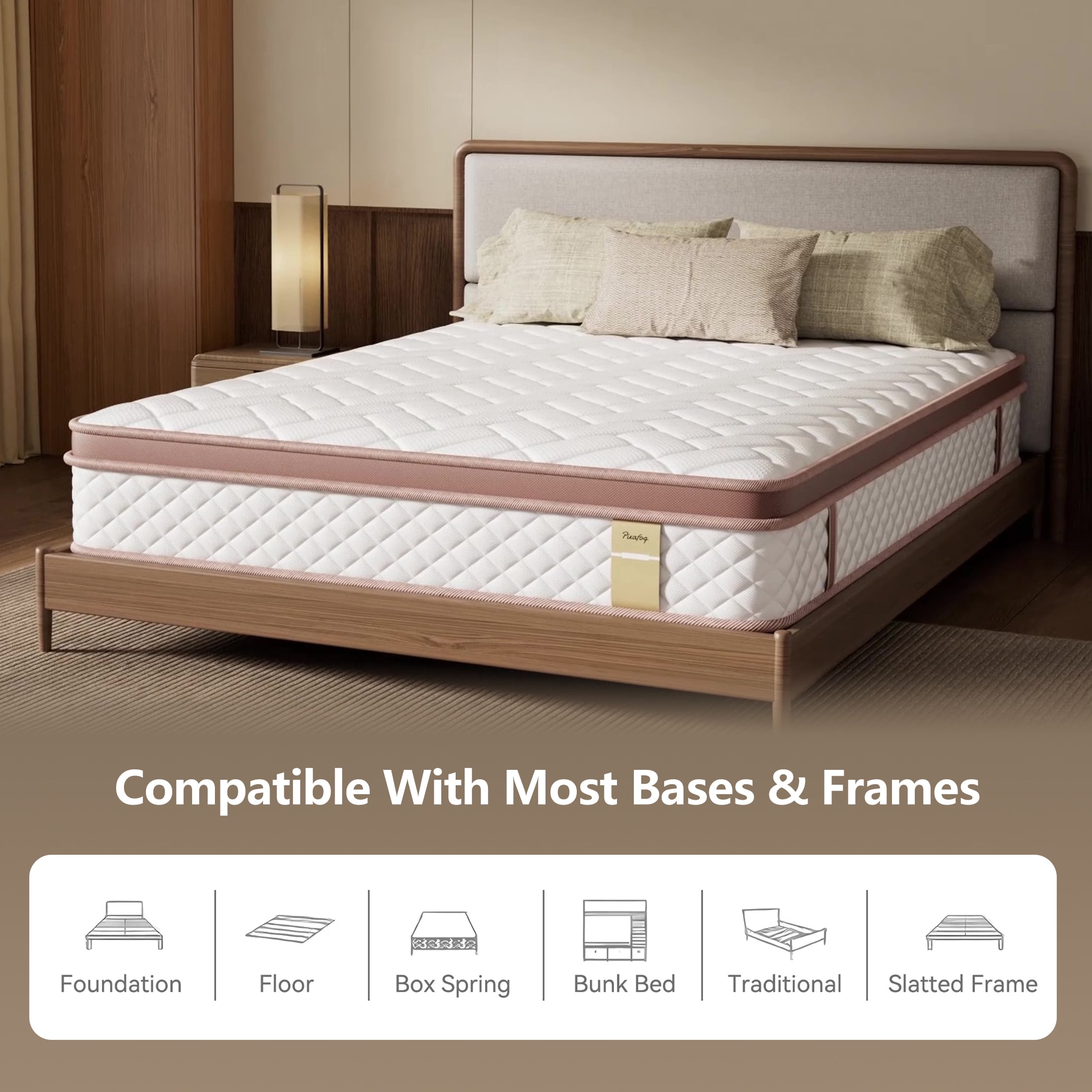 Pixafog 12" Queen Mattress in a Box, Medium Euro Top Gel Memory Foam & Pocket Spring Hybrid Mattresses