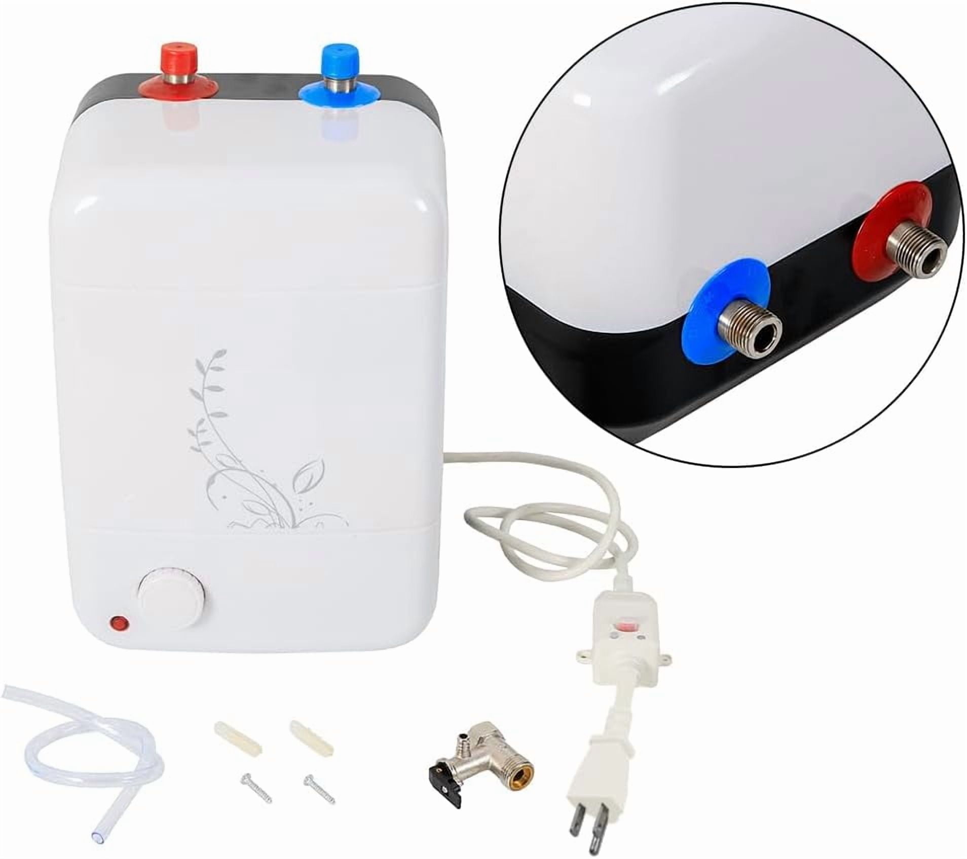 Electric Mini-Tank Water Heater 1.5KW 2.1-Gallon 8L, Floor Mounted 110V Small Compact Tank Storage Instant Under Sink Plug in Small Tank Storage