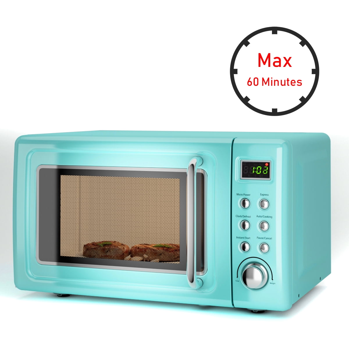 Costway 0.7 Cu.ft Retro Countertop Microwave Oven 700W LED Display Glass Turntable Green