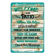 WaaHome Welcome to Our Patio Sign 12"x 8" Funny Home Wall Patio Decor ,Farmhouse Sign Plaque for Home Decor