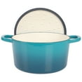 thumbnail image 3 of Crockpot Artisan 7 Quart Round Enameled Cast Iron Dutch Oven with Lid in Teal, 3 of 6