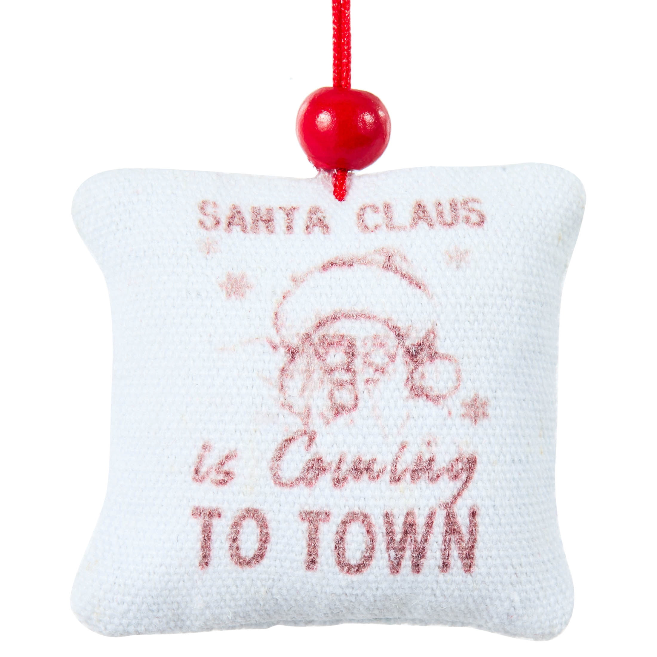 4-Count Red and White Santa is Coming to Town Pillow Mini Christmas Ornaments, 1.5", by Holiday Time