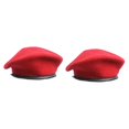 thumbnail image 4 of OUNONA 2pcs Unisex Men's Wear Women's Adjustable Spring Autumn Pure Wool Beret Hat Sun Hat Driving Adult (Red), 4 of 8