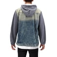 thumbnail image 2 of Men’s Hooded Button Up Faded Denim With Jersey Sleeves Jean Trucker Jacket (Vintage, 4XL), 2 of 3
