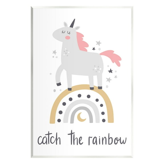 Stupell Industries Catch The Rainbow Unicorn Fairy Tales & Fantasy Painting Unframed Art Print Wall Art, 10 x 15