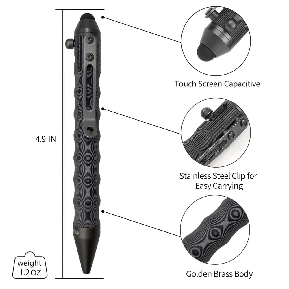 4.5 Inch Bolt Action Refillable Touch Screen Ballpoint Pen Grey/Black