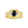 thumbnail image 1 of RYLOS Rings for Women 14K Gold Plated Silver Ring XOXO Hugs & Kisses 7X5MM Gemstone & Diamond October Onyx Jewelry Size 5, 1 of 7