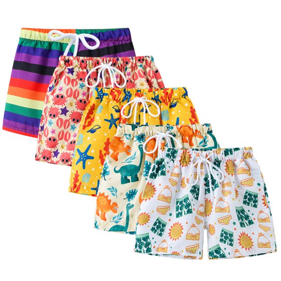 Esaierr Toddler Boys Hawaiian Shorts Kids Fashion Printing Swim Trunks Baby Elastic Waist Bathing Suit Beach Shorts for Boys 2-8 Years