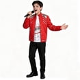 thumbnail image 3 of Halloween Costume Set Red Faux Leather Suit for Halloween Party Rock Star Role Play Dress Up Carnival Parade Show Red 110, 3 of 7