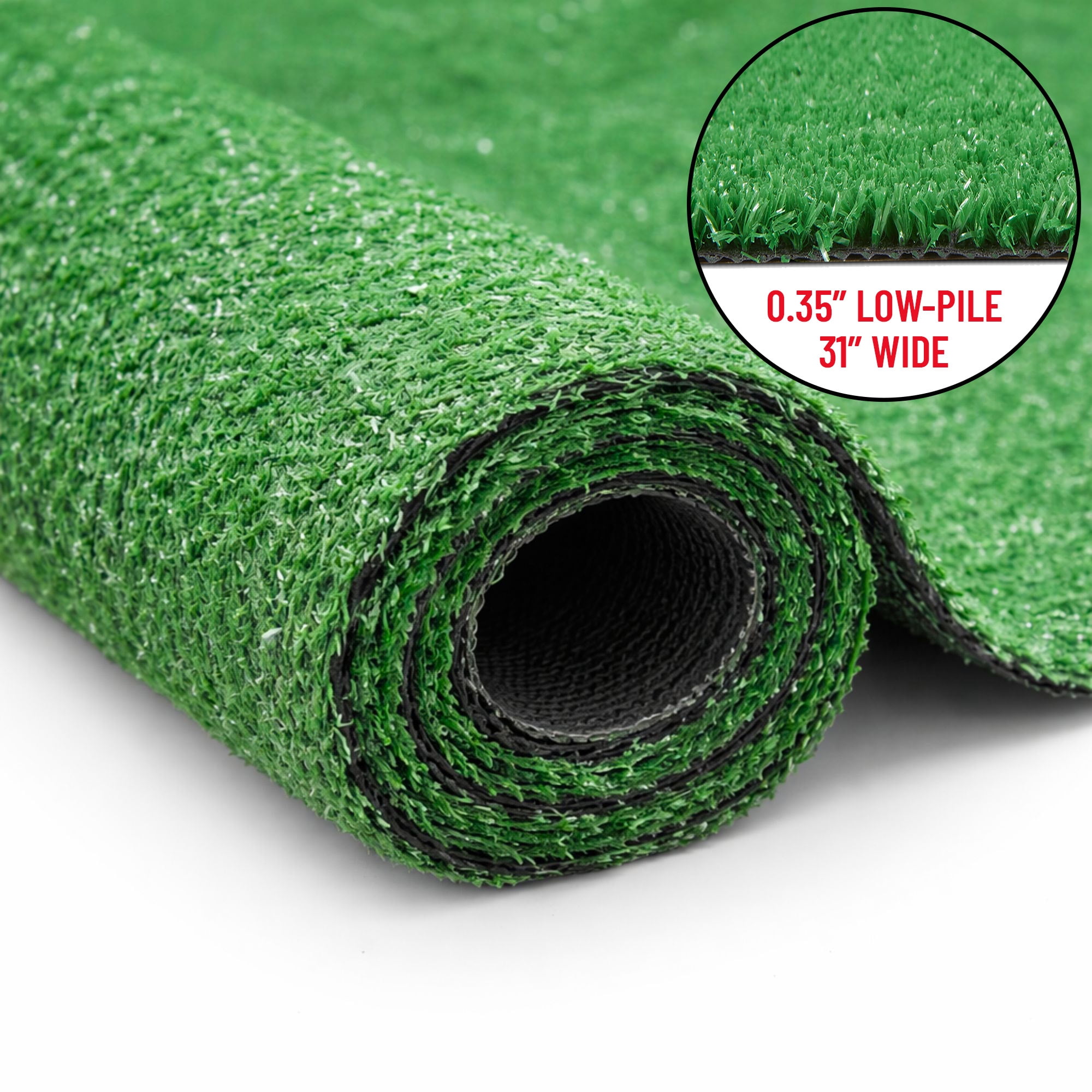 Ottomanson Lite Grass Indoor Outdoor Artificial Turf Rug 2'7" x 9' Green Patio Grass Carpet