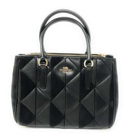 Coach Mini Surrey Patchwork Leather Satchel in Leather/Suede Black
