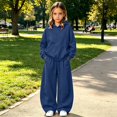 thumbnail image 5 of Angala 2 Piece Outfits For Girls Long Sleeve Cozy Hooded Sweatshirt With High Wwaist Pants With Back Pocket Set Girls Autumn Daily Wear Clothes, 5 of 6