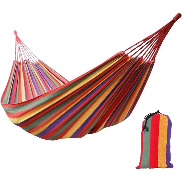 Hamaca de lona gruesa y duradera para acampar, 190x80cm, 200kg, carga de lona colorida, ligera, portátil, para interiores y exteriores, hamaca de viaje roja JFHHH pequeña