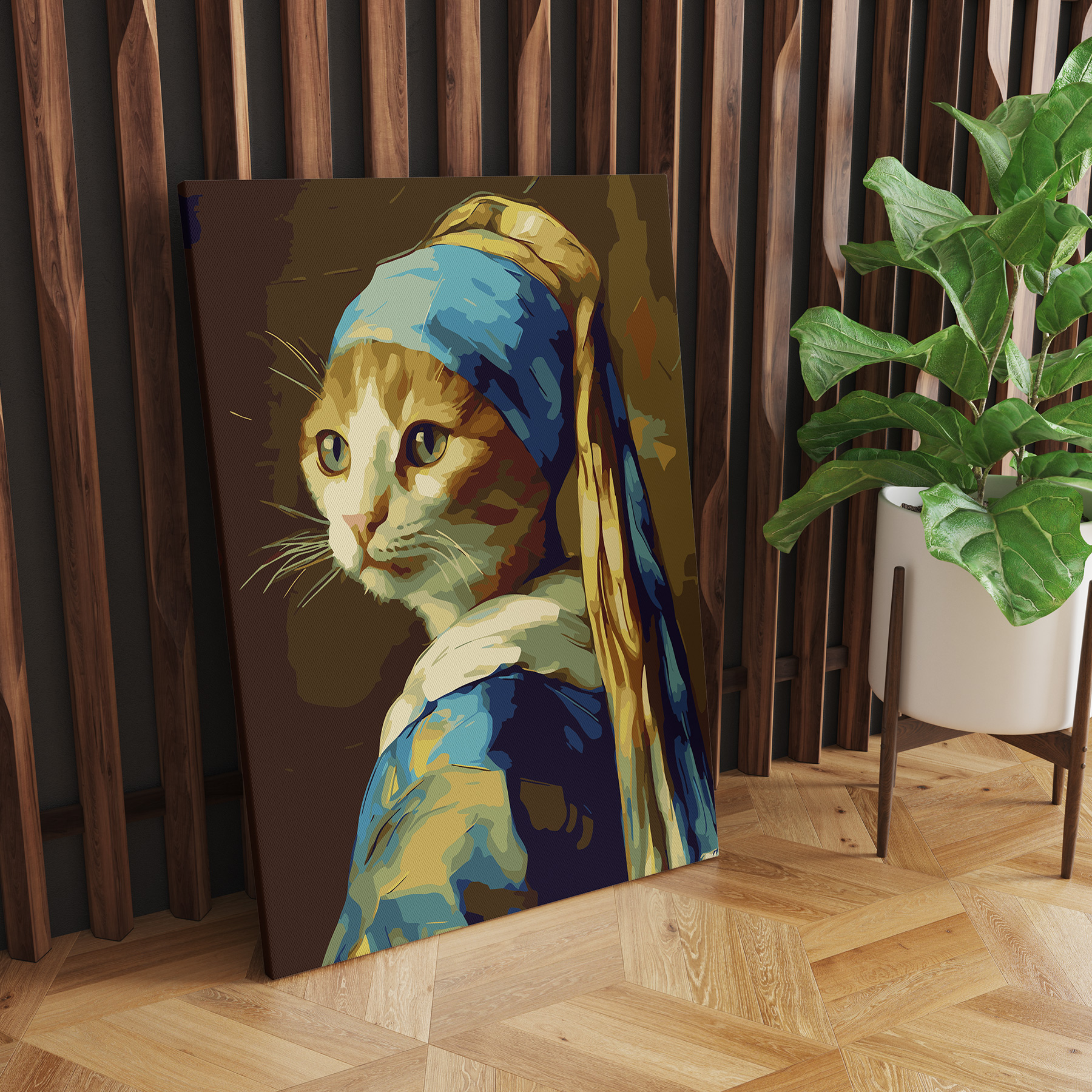 NiArt Paint by Numbers Kit 16"x20" Pearl-Earring Cat photo 6