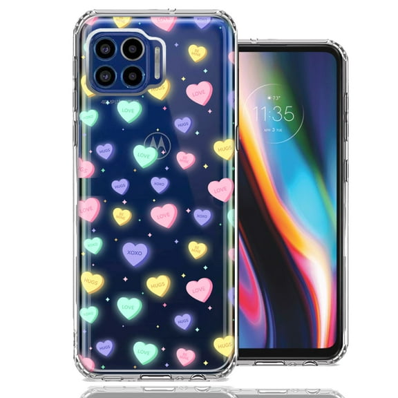 MUNDAZE For Motorola One 5G Valentine's Day Heart Candies Polkadots Design Double Layer Phone Case Cover