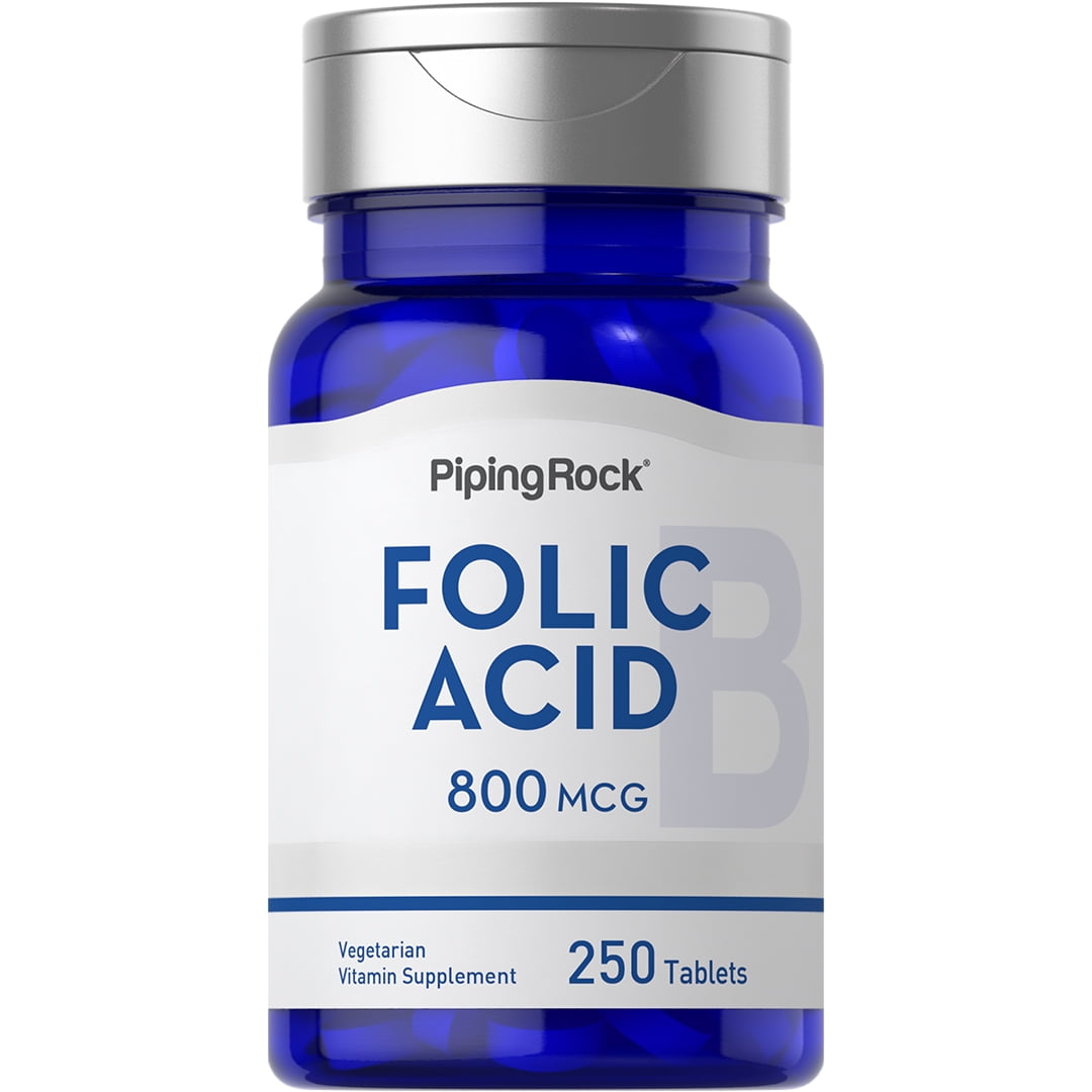 Folic Acid 800 mcg | 250 Tablet Capsules | Vegetarian Supplement for Men and Women | by Piping Rock