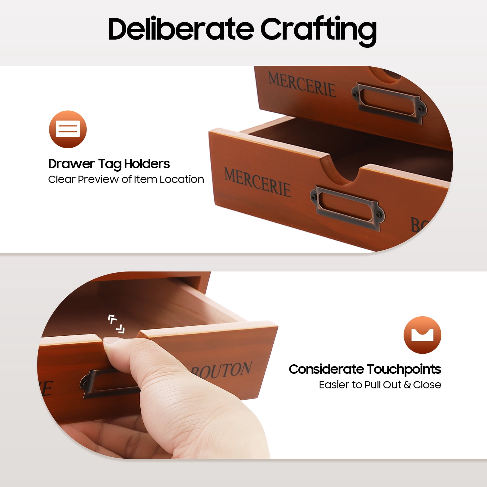 4 Drawer Desk Organizer,Wooden Vintage Storage Drawers Library Card Catalog Wood Storage Box for Stationery Thread Embroidery Sewing Crafts Junk