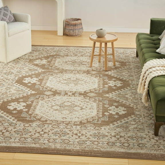 Nourison Serenity Home Vintage Ivory Mocha 5'3" x 7'3" Area Rug (5x7)