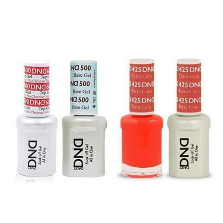 DND Daisy Nail Design Gel Polish 4ct Combo - Base, No Cleanse Top, Gel, & Lacquer - Terra Cotta 425