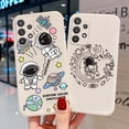 thumbnail image 4 of Samsung Funda A51 A71 A31 A52 A50 A32 A12 M12 A30S A50S Square Creative Astronaut Silicona Carcasa Cámara Protección Completa A Prueba De Golpes Pareja Cubierta, 4 of 4