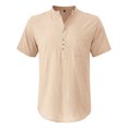 thumbnail image 4 of Mens Casual Manga Corta Botón Abajo Camisas, Verano Color Sólido, Cuello de Soporte Bolsillo Camisa Turndown, 4 of 9