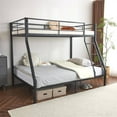 thumbnail image 2 of Zimtown Twin Over Full Bunk Bed, Heavy-duty Metal Bunk Beds, Dorm Room Bed Frame, Space-saving Twin Bed Frame, No Spring Box Need, Black, 2 of 14