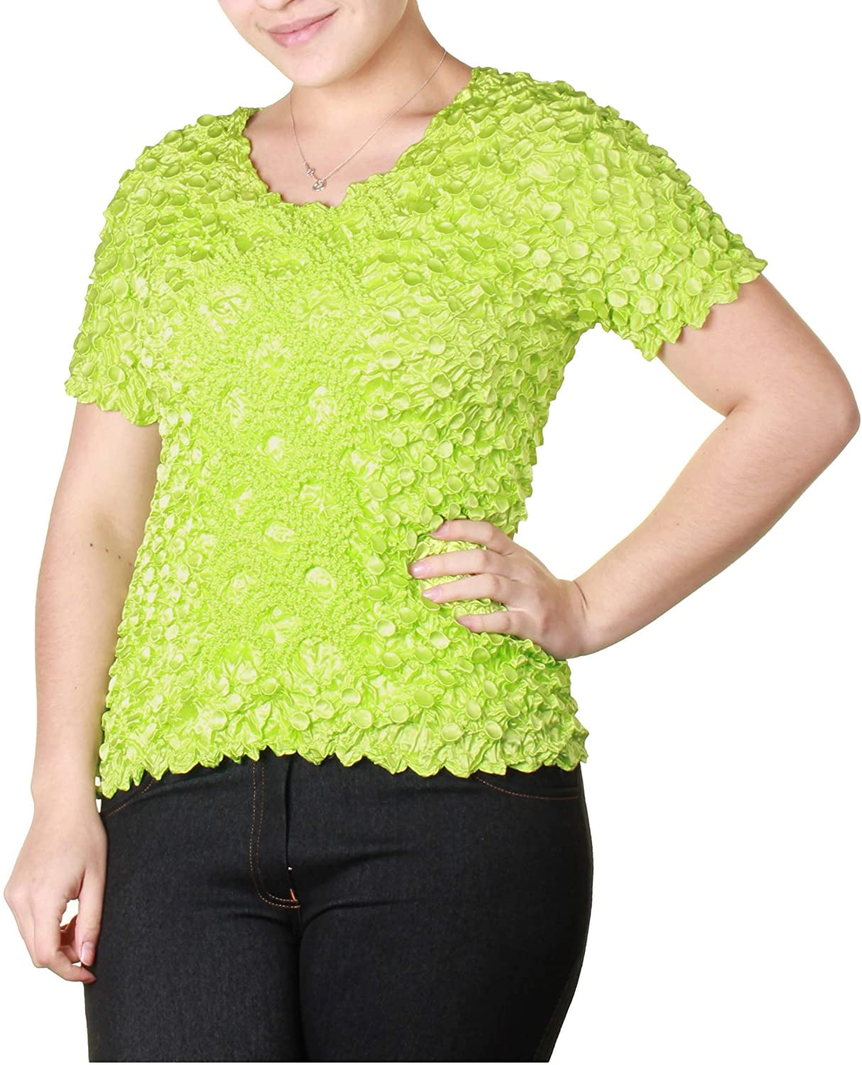 Gilbins Short Sleeve Popcorn Bubble Crinkle Super Stretchy Magic Shirt