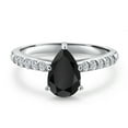 thumbnail image 3 of Gem Stone King 10K White Gold Black Onyx and E - F Lab Grown Diamond Engagement Ring for Women | 1.48 Cttw | Pear Shape 9X6MM | Gemstone December Birthstone | Size 5, 3 of 6