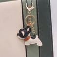 thumbnail image 2 of Pet Lover Car Keychain Textured PU Leather Craftsmanship French Bulldog Charm Secure Attachment for Keyrings, 2 of 7
