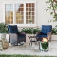 thumbnail image 7 of ALAULM 3PCS Outdoor Conversation Sets with 19" Smokeless Stove, Outdoor Swivel Glider Chair with Glass Top Side Table, Fire Pit Comes with Waterproof Cover and Fire Poker, for Porch Backyard, Navy, 7 of 7