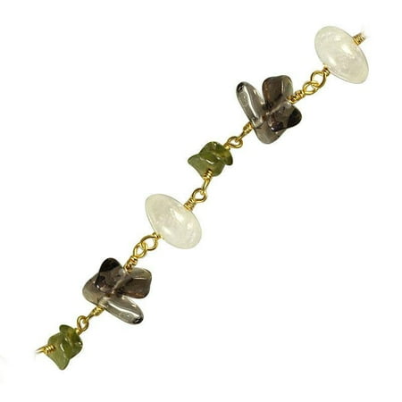 Rainbow Aura Quartz - CHG-190-CO1 18K Gold Overlay Beading & Extender Rainbow Moonstone, Peridot, Smoky Quartz Chain