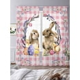thumbnail image 3 of Easter Bunny Sheer Curtains 84 Inch Length 2 Panels Set Window Treatments, Spring Easter Eggs Chick Floral Pink Check Rod Pocket Semi Curtains for Living Room/Bedroom/Kitchen Décor, 104"W x 84"L, 3 of 7