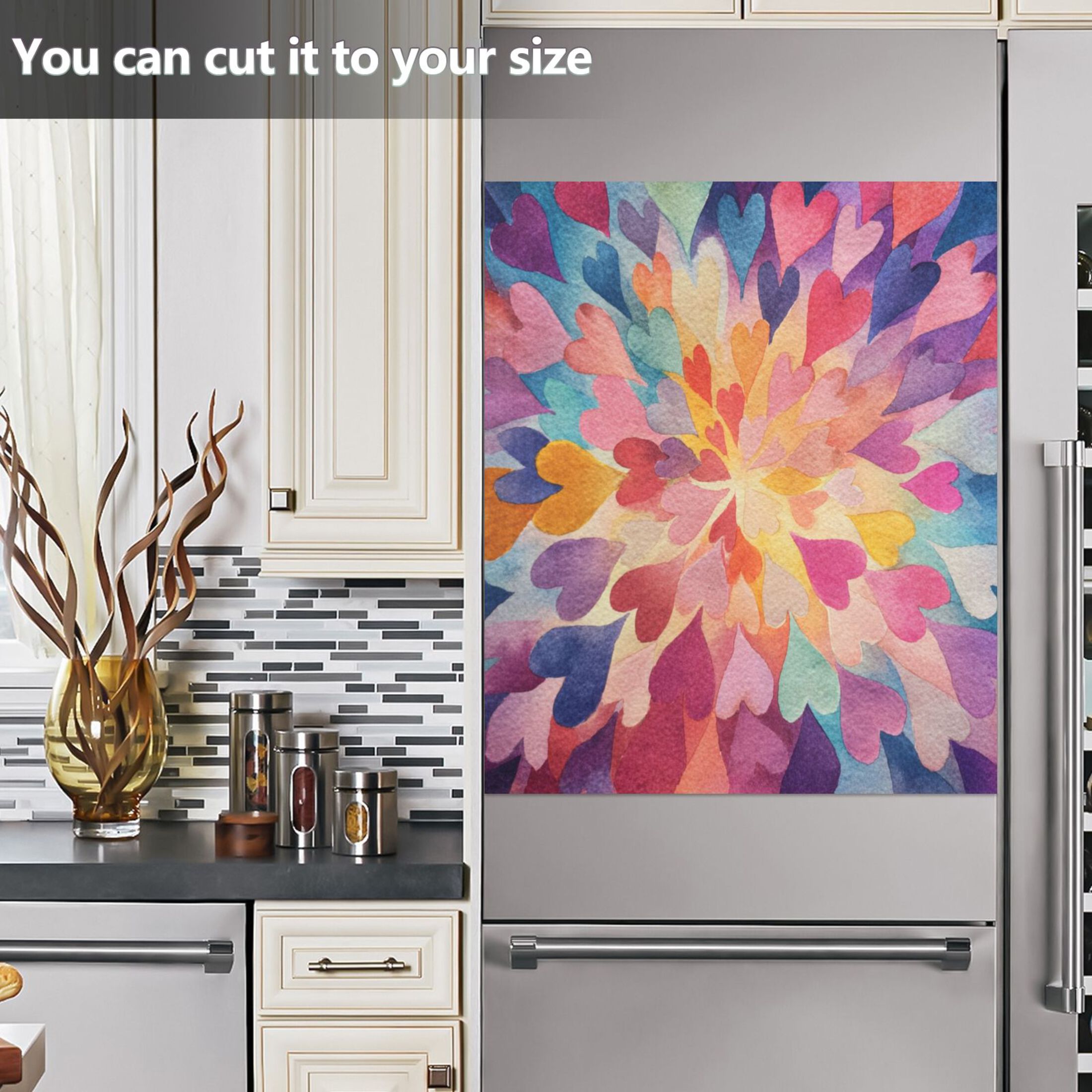 IAUYY Magnetic decorative sticker - 23x26 Inch PVC Refrigerator Decorative Cover, Removable DIY Art for Kitchen Appliances Numerous Heart Shaped Patterns