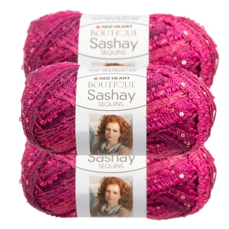Super Soft Bulky Yarn - Red Heart (3 Pack) Red Heart Boutique Sashay Sequins Acrylic & Polyester Soft Yarn for Knitting Crocheting Super Bulky #6