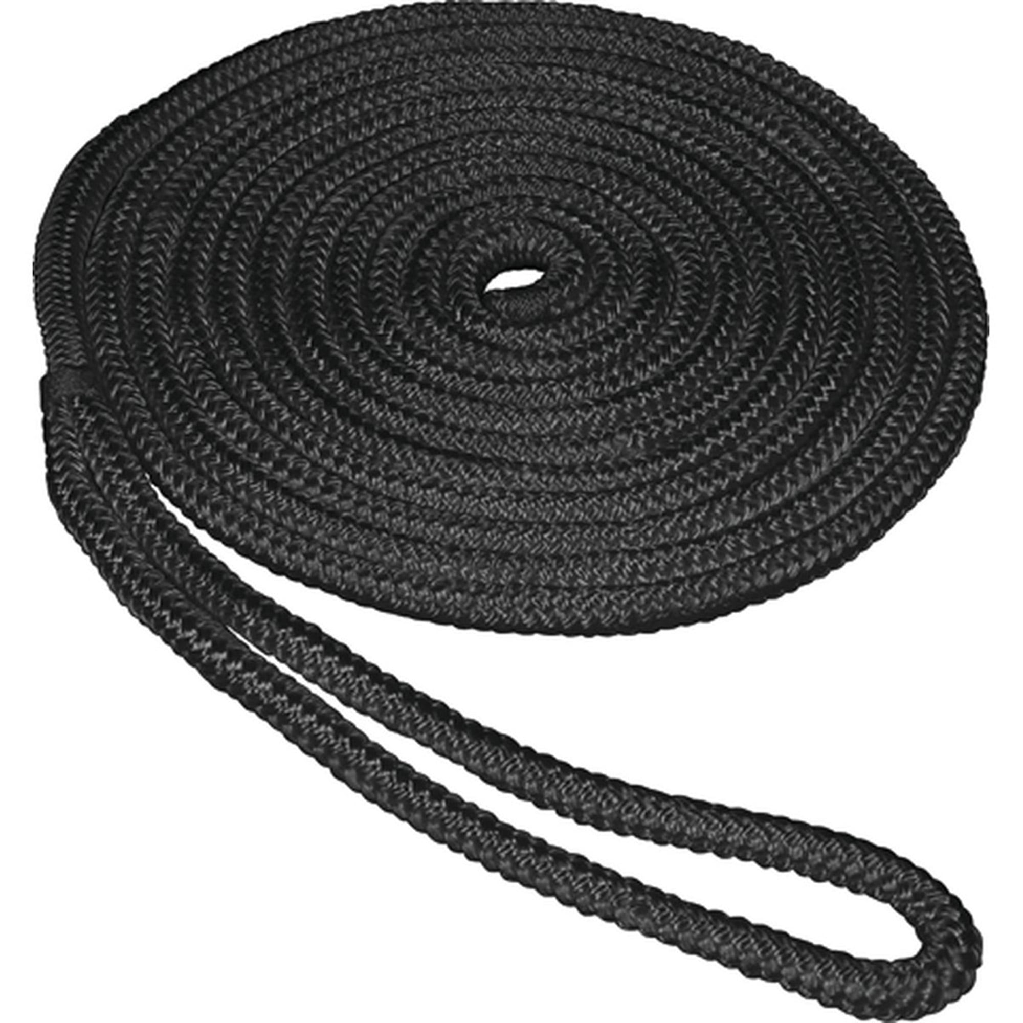 US Ropes Nylon Double Braided Dock Line 1/2 x 15 Black 