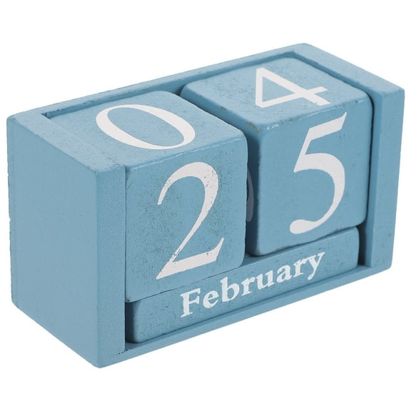 Wooden Perpetual Calendar Living Room Decoration Gifts Christmas Rustic Block Office