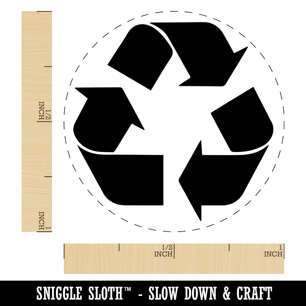 Recycle Symbol Solid Self-Inking Rubber Stamp Ink Stamper - Yellow Ink - Medium 1 Inch