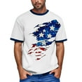 thumbnail image 2 of Men's Street Fashion Graphic Tee, Short Sleeve Casual Shirt with Vintage American Flag Design ,Sky Blue L, 2 of 5