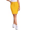 thumbnail image 1 of Faldas de mezclilla para mujer INSPIRE CHIC, desgastadas, de cintura alta, con dobladillo rasgado, faldas de jeans lavadas con bolsillos, talla XS, amarillas, 1 of 5